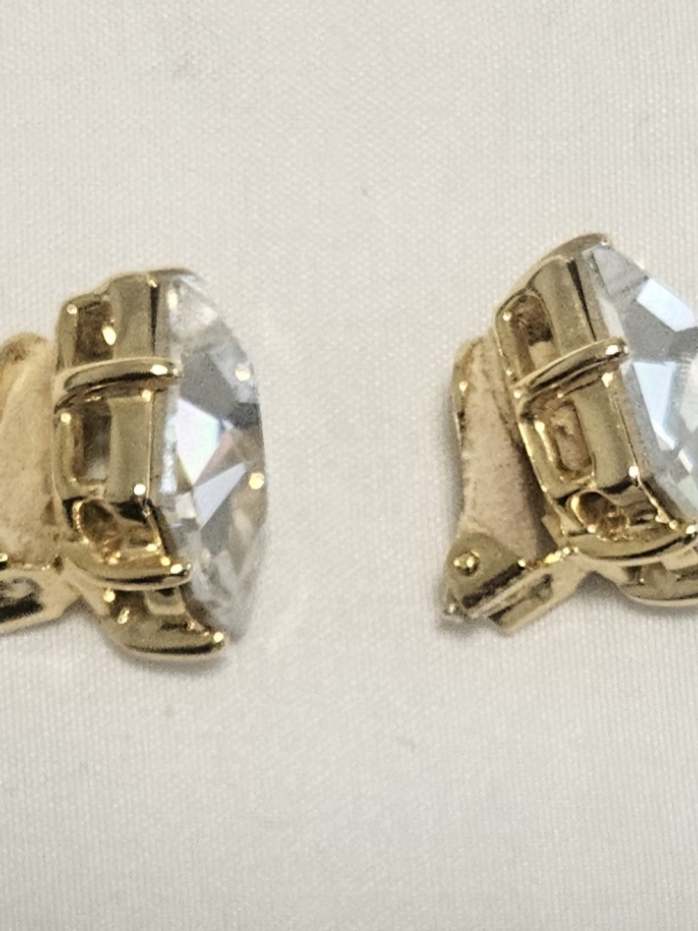 Kenneth Jay Lane Clear Crystal Gold-Trim Rectangle Stud Earrings - Picture 2 of 4
